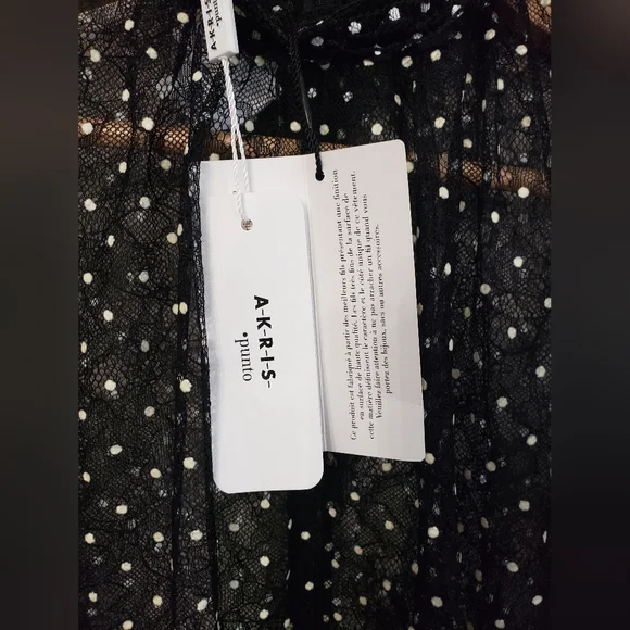 Akris Punto Layered Lace & Polka-Dot Blouse Size 6